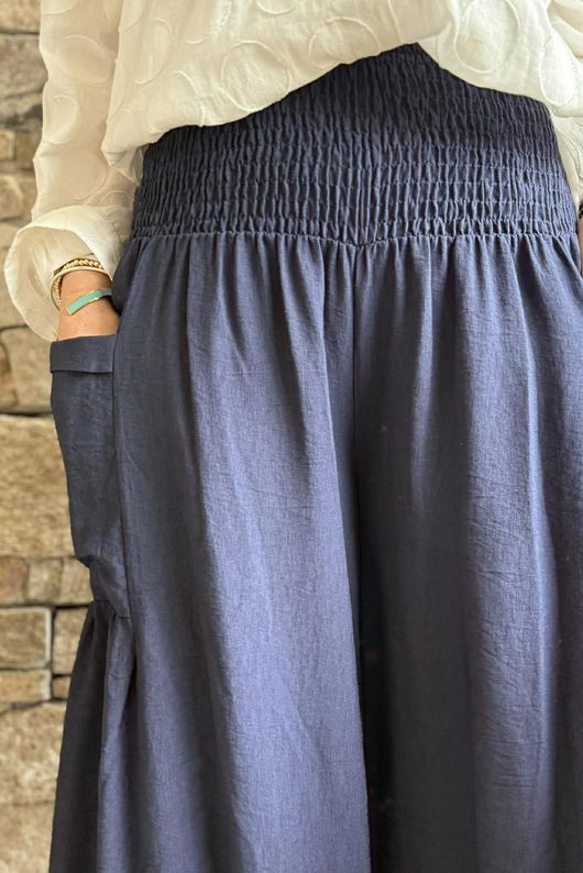 Basso Shirring Sailor Pant Navy